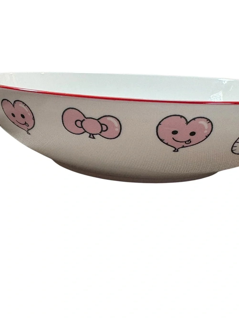Hello Kitty White and Red Love Heart Ceramic Pasta Bowls - Pair